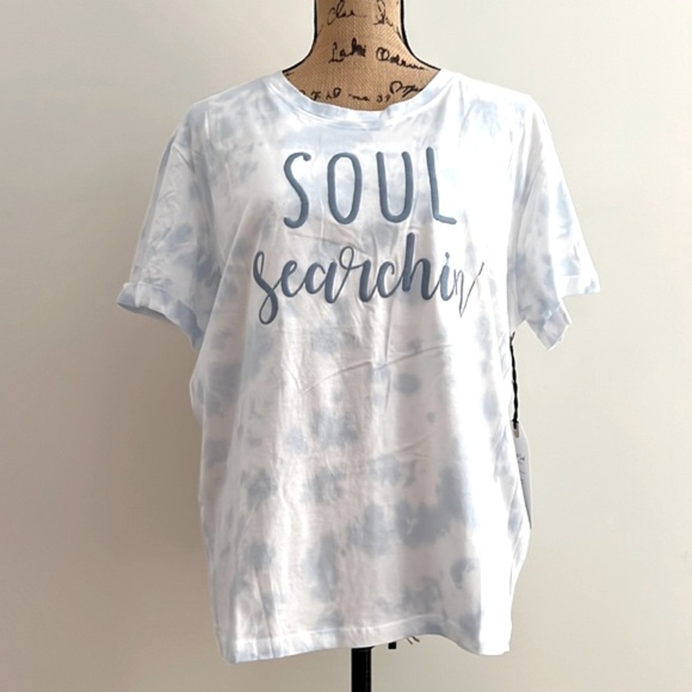 SWEET SOUL || Cropped Blue & White Tie Dye T-Shirt. Sz. XL
